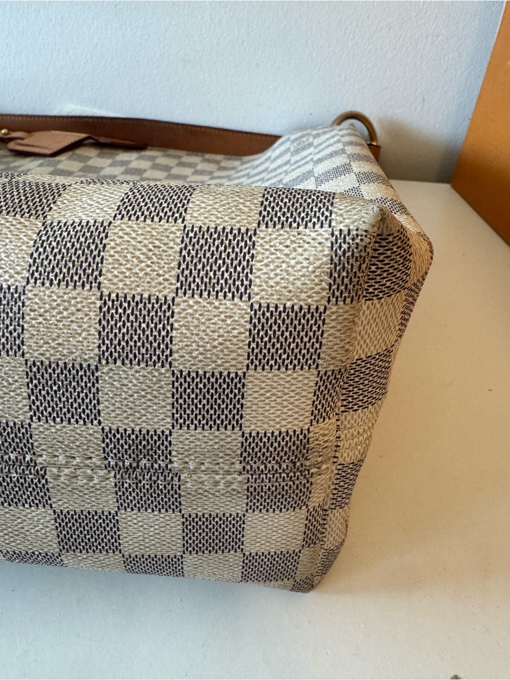 Louis Vuitton GRACEFUL Damier Azur Tote Purse Hobo With Box + Dust Bag - Picture 9 of 15